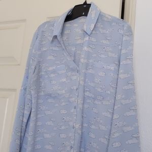 Express Portofino Cloud Print Blouse